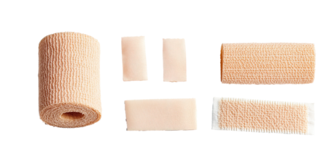 Set of plasters of different sizes isolated on white transparent background