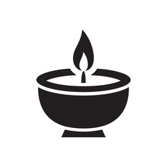 Diwali Diya Lamp – Black Silhouette Vector Design

