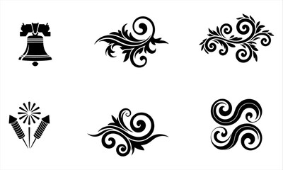 Set of floral elements, Book element, antique ornate classic floral. Elegant baroque label old filigree calligraphy shapes. Vector retro garish card