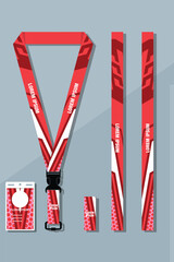 Lanyard red template for events and company id card design EPS 10