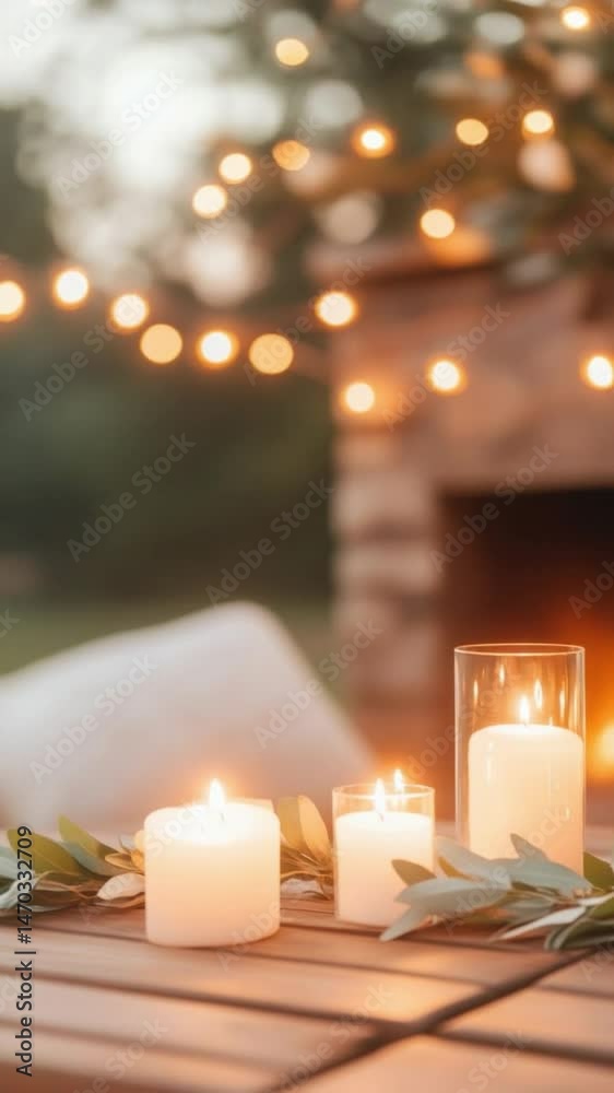 Aufkleber cozy vertical video background with glowing candles and soft light, perfect for celebration or campa