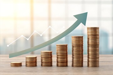 business graph with golden coins