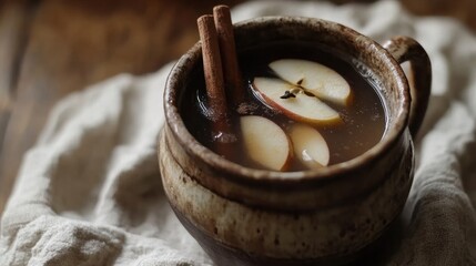 Fototapeta premium Warm apple cider in a rustic mug