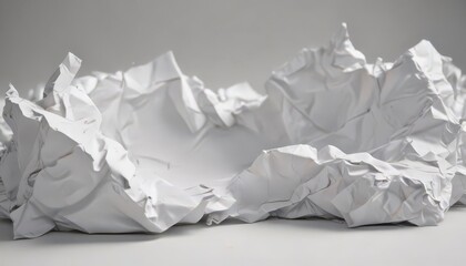 Severely crumpled white paper, sharp creases, uneven surface ,  recycle,  isolated,  paper