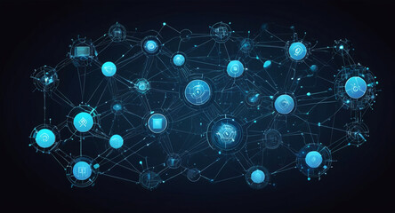 Obraz premium Digital Transformation Abstract with Interconnected Nodes.