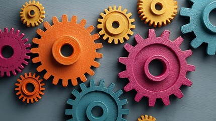 Ultra quality image of interlocking gears representing teamwork and collaboration.