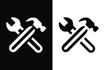 Crossed wrench and hammer icon vector illustration