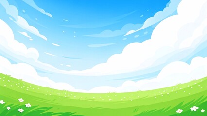 Obraz premium Background Illustration of Sky and Grassland Looking Up – Scenic Nature View from Below