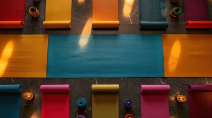 Colorful crafting materials spread on a surface with natural light highlighting vibrant hues