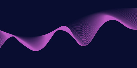 Abstract glowing wave lines on dark blue background. Dynamic wave pattern. Modern flowing wavy lines. Futuristic technology concep
