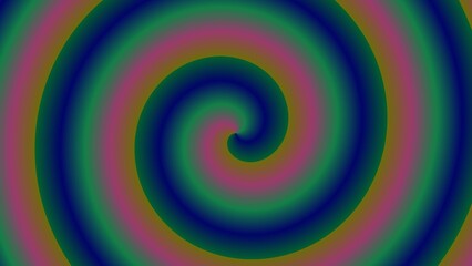Hypnotic swirling spiral in deep blues, greens, and pinks