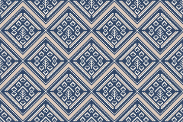 Ethnic pattern of blue-brown geometric shape. Ethnic geometric pattern seamless. Abstract, Aztec, tone, ornament, tradition, classic design, vintage for textile, fabric texture, wallpaper, embroidery.