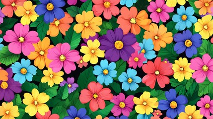 Colorful Flowers with Floral Pattern.