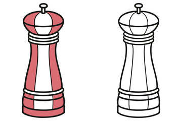 Two pepper grinders stand side by side, one colored pink and white, the other colorless
