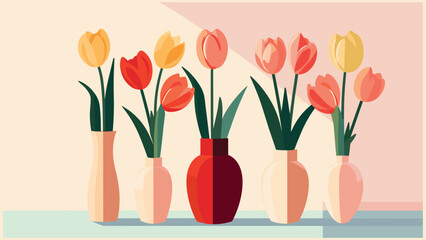 Modern Minimalist Flower Vases with Seasonal Blooms