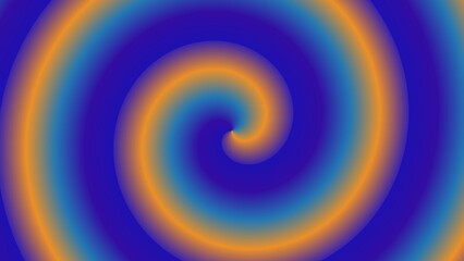 Hypnotic spiral of blue, orange, and purple hues