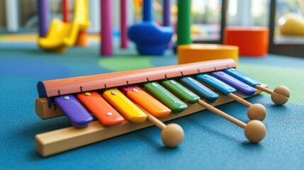 Colorful xylophone in a children's play area