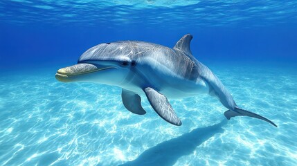 Fototapeta premium Oceanic dolphin swimming in clear water