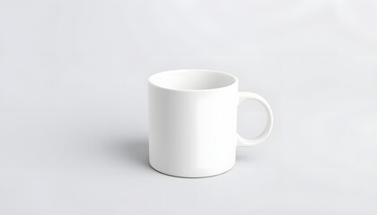 Obraz premium White inside blue mug mockup isolated on grey background, flat design. White tone