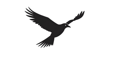 Fototapeta premium A striking black silhouette of a bird in flight, soaring gracefully against the white.