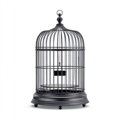 Vintage decorative birdcage object on white background