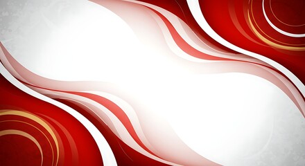 Graceful Crimson Ribbons Dance Against a White Canvas, Adorned with Glimmers of Gold, Creating a Dynamic and Elegant Abstract Design for Holiday Season Greetings and Sophisticated Invitations