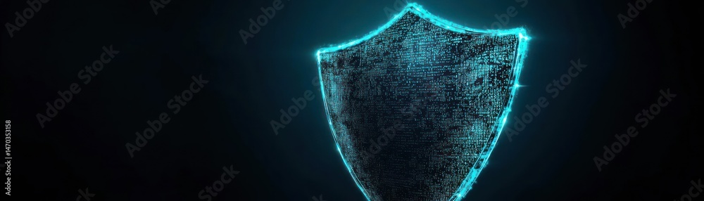 Poster Illuminated digital shield symbol representing protection and security concepts