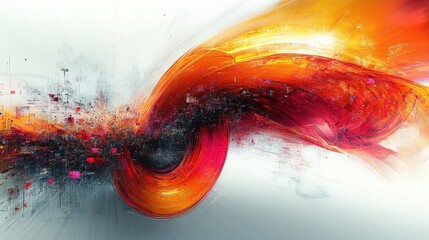 Abstract colorful swirl design with vibrant orange and red elements