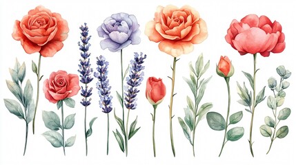 Exquisite Floral Arrangement with Roses, Peonies, Lavender, and Eucalyptus Leaves