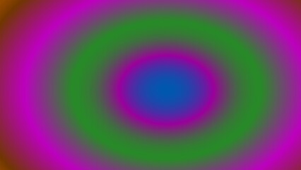 Concentric circles of vibrant, graduated color hues, ranging from deep orange to bright pink, green, and a central blue core