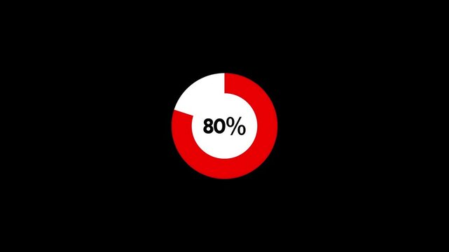80 Percent Piechart Animation. Pie chart indicated 80 percent, Infographics circle graph