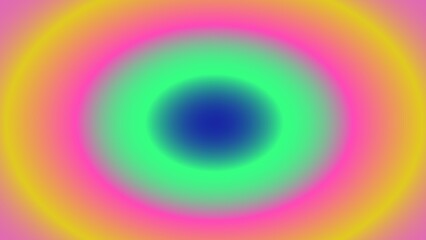 Concentric circles of vibrant, graduating colors, a central dark blue circle surrounded by rings of bright pink, green, and yellow