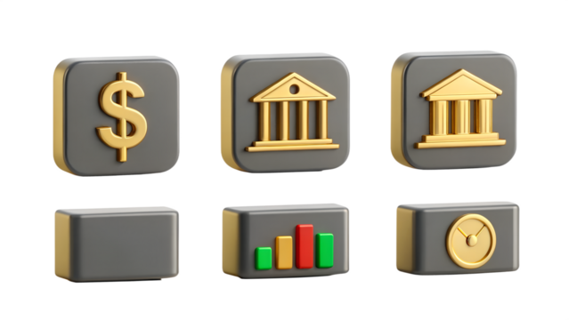 3d Business and finance icon isolated on transparent background	
