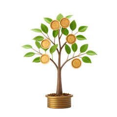 3d Business and finance icon isolated on transparent background