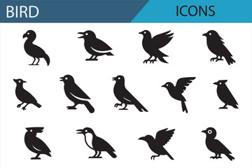 Collection of Bird Icons for Wildlife and Nature Projects