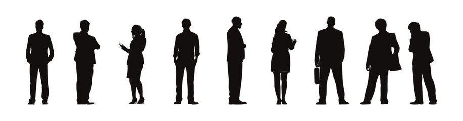 Black silhouette people set. Highly detailed people. Unrecognizable portraits of women and men. Vector illustration eps 10