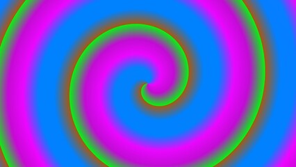 Hypnotic spiral in vibrant hues of blue, pink, and green