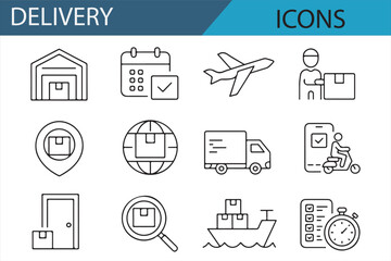 International Shipping and Logistics Icons Collection