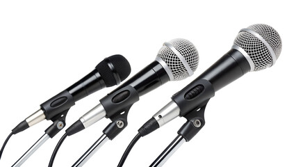 Press conference microphones, isolated on transparent background