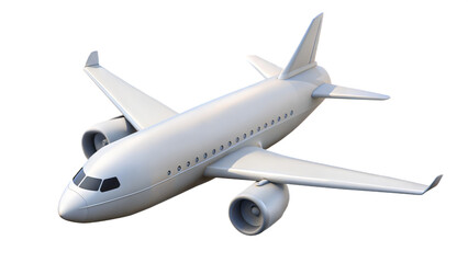 White Airplane Model Isolated on Black Background