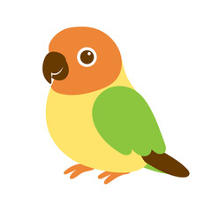 Cute and Colorful Cartoon Bird Illustration with Green and Yellow Feathers, Ideal for Children's Books, Education, and Creative Design Projects