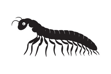 Cute Centipede Silhouette Vector Funny Insect Illustration for Kids and Educational Designs