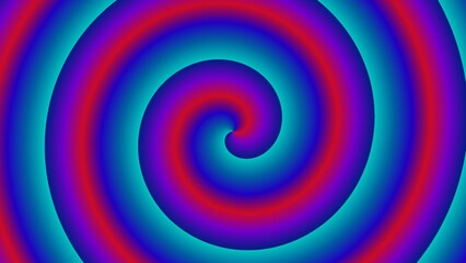 Hypnotic spiral of vibrant red, blue, and purple hues