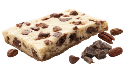 Delicious Chocolate Chip Blondie Isolated on PNG transparent background
