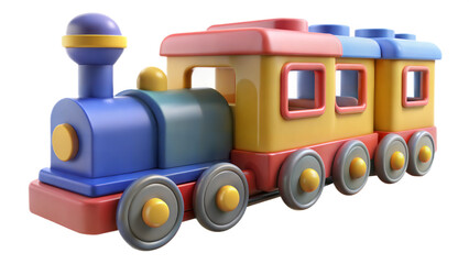 Colorful Cartoon Toy Train with Two Passenger Cars