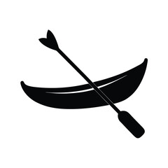 canoe with paddle black silhouette