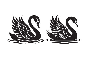 Swan Silhouette Design Black Water Bird Vector Clipart for Art, Tattoo, and Decor