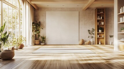 Obraz premium Empty room with wooden floor and minimalist decor.