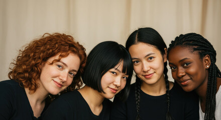Obraz premium Diverse group of young women of different ethnicities smiling together