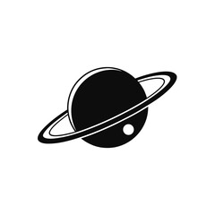 planet with rings black silhouette